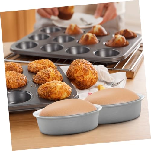 Hemoton 10-piece Oval Cake Mold Set Mini Oval Cheesecake Pans Baking Pan for Bread Flan Mold Egg Tart and Layered Desserts Aluminum Cake Pan 3.38X2.48X0.98 inch