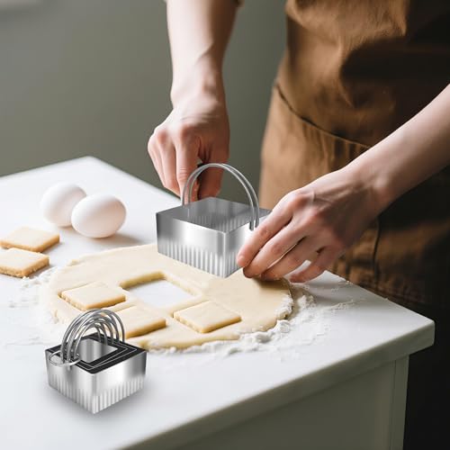 5 Pcs Square Biscuit Cutter Set with Handle - size: Square