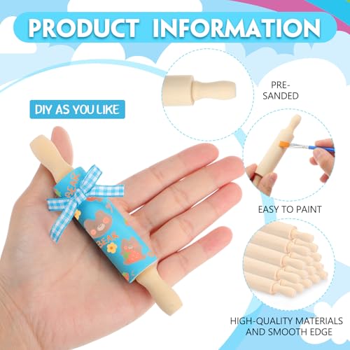 DoubleFill 30 Pack Mini Rolling Pin for Crafts, 5 Inch Wooden Rollers