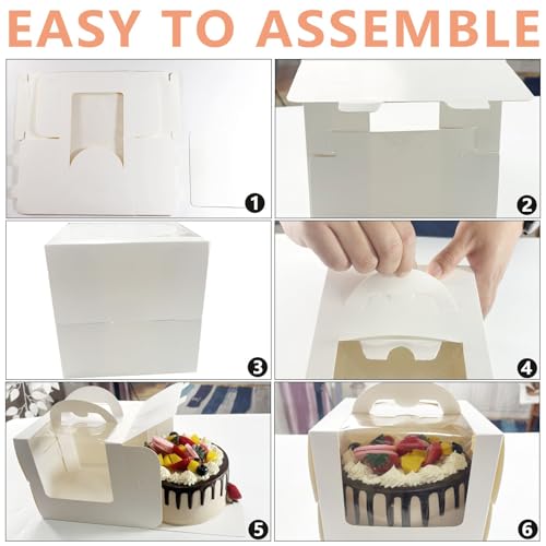 40 Pack 5x5x4 Inch Cake Boxes with Handles & Window