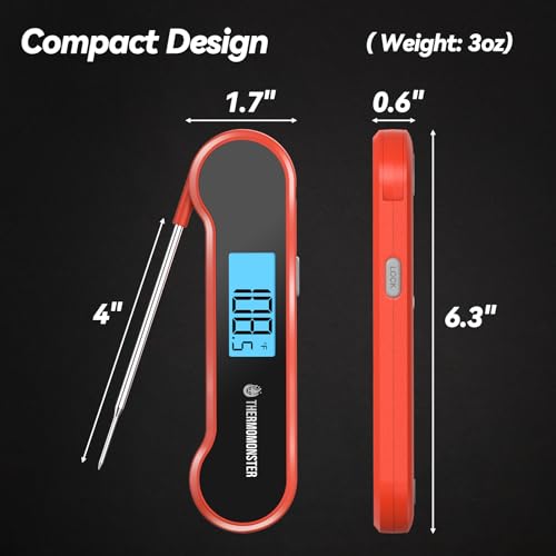 0.5 Sec Instant Read Meat Thermometer Digital for Cooking, Red - color: Red