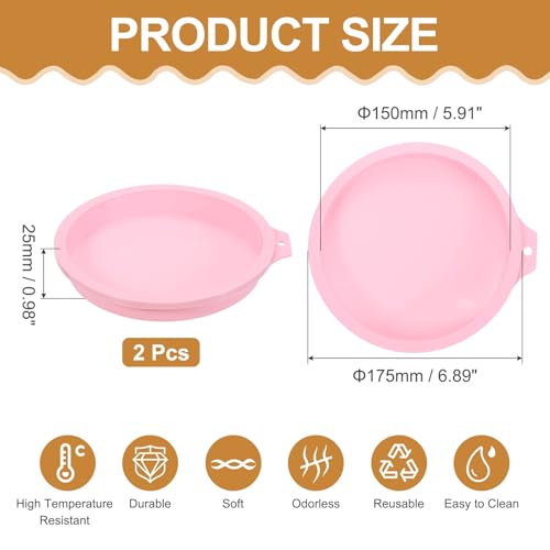 uxcell 2Pcs 7" Air Fryer Egg Pan Easy Release Ramekins Reusable, Pink - color: Pink, size: 7 Inch