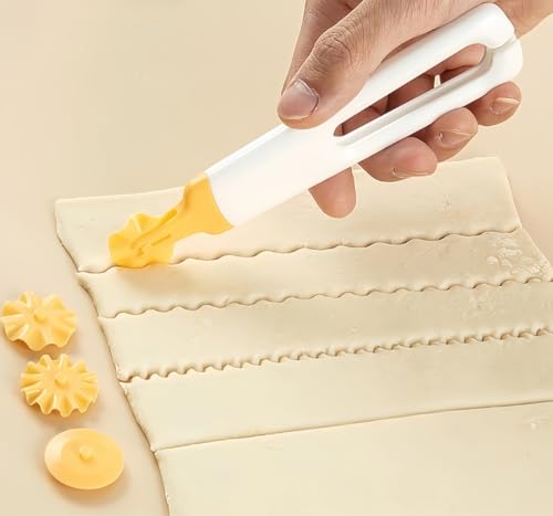 4-in-1 Safety Pasta Cutter Wheel, Rounded Blade Non-Slip Handle, 6.1in