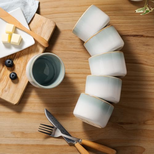 UNICASA 8 oz Ceramic Ramekins Set of 6, Light Blue Ombre Gradient - color: Light Blue, size: 8oz x 6pc
