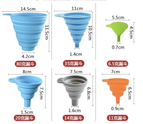 Silicone Funnel Set 35g 1 Piece Blue Collapsible Kitchen Funnel