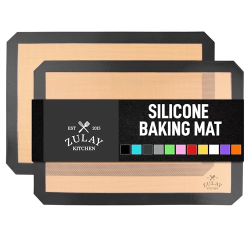 Zulay Kitchen (2 Pack) Silicone Baking Mat Sheet Set - Reusable Baking Mat Nonstick - Half Sheet Baking Mat for Oven (Size 16.5" x 11.6") - Dark Grey - color: Gray, size: 2 Pack