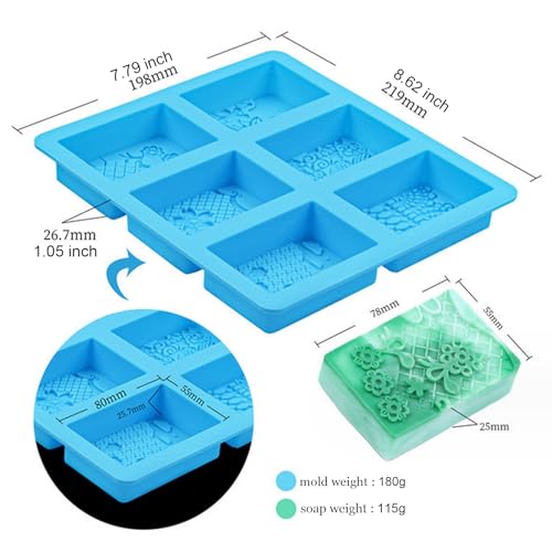 Silicone Soap Molds, 3D Detailed Flower & Rectangular Lace Pattern - color: Lace Embossing Soap