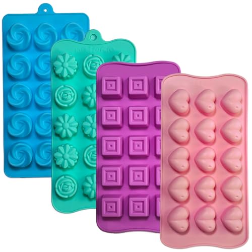Silicone Gummy Candy Molds - 4Pcs Chocolate Mold, Non-stick and Bpa Free for Jelly, Chocolate, Baking, Wax Melt, Ice Cubes - color: 4pcs Gummy Molds