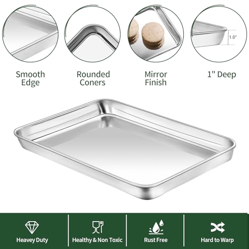 Baking Sheet with Cooling Wire Rack Set, Stainless Steel 2 Pans + 2 Racks - size: 12 inch