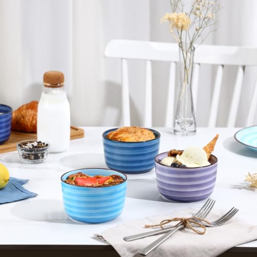 Selamica 12 OZ Ramekins Oven Safe, Ceramic Souffle Dishes Set of 6 - color: Gradient Blue, size: 12 Oz