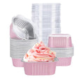 40 Pack Mini Cake Pans With Lids, 5oz Square Aluminum Foil Brownie Baking Cups, Muffin Tin Ramekins, Disposable Dessert Cupcake Cups for Wedding Birthday Party, Pink - color: Pink