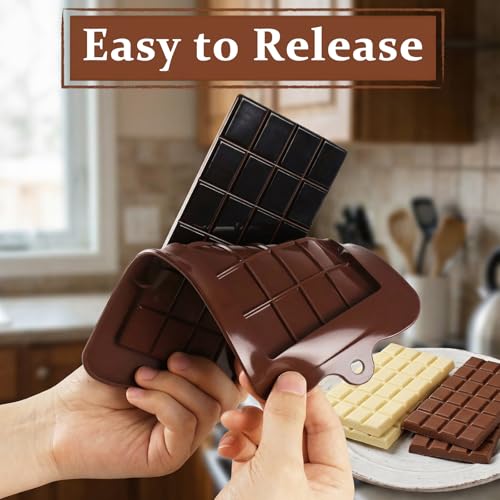 4 Pcs Break-Apart Chocolate Molds, Chocolate Bar Silicone Molds, Non-Stick Chocolates Bar Mold for Baking Chocolates, Candy, Protein Energy Bars - color: Rectangular Chocolate