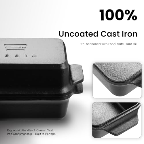 Cast Iron Loaf Pan with Lid, 9×5 Dutch Oven for Sourdough Bread Baking, Dutch Oven Pot with Lid for Bread Baking, Bread Pans for Baking, Pre-Seasoned (3 pieces, 2.2 QT Each) - color: Black 3