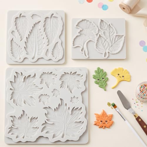 Leaf Silicone Mold Ginkgo Leaves Maple Leaf Fondant Molds Set Of 3 - color: Style J