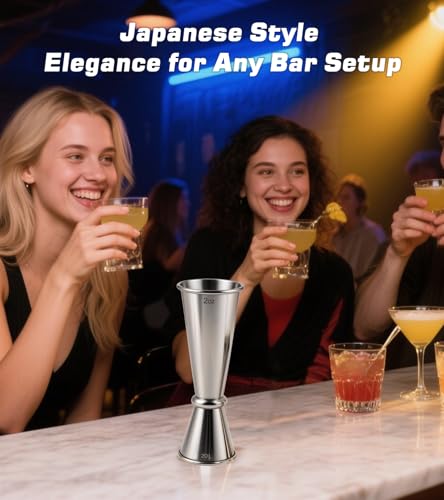 Stainless Steel Cocktail Jiggers – Japanese Style Double Measuring Cups for Bartending (1oz/2oz) - color: Silver, size: 1 Pack-A