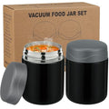 wiwens 12oz 2 Pack Insulated Food Jar Set for Kids Soup Thermo Hot Food Lunch Container Wide Mouth Leak Proof Stainless Steel Vacuum Bento Box for School Office Travel Outdoors - color: Black*2
