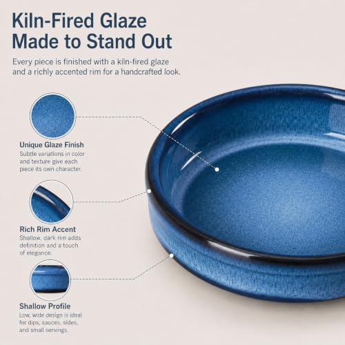 ONEMORE Creme Brulee Ramekins 4 oz Ceramic Ramekin Set of 14, Oven Safe Baking Ramekins, Small Sauce Dishes, Stackable Blue Custard Cups, Dishwasher Microwave Safe - color: Blue, size: 4 oz (14PCS)