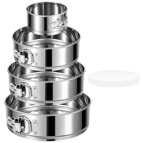 4/7/9/10-Inch Set Springform Pan, Removable Bottom, Stainless Steel - size: 4" 7" 9" 10" Cake Pan