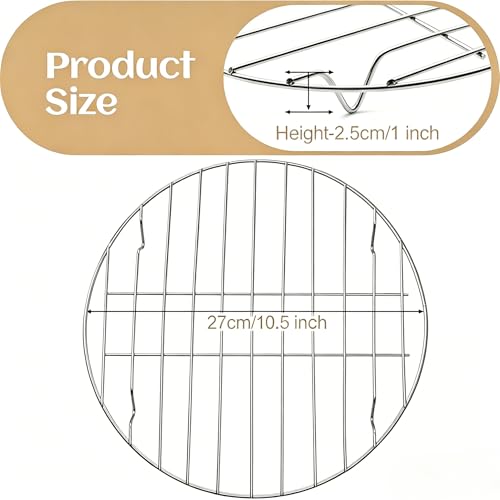 10.5" Round Cooking Rack, 2 Pcs, Stainless Steel - size: 10.5"