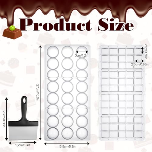 2 Pcs Polycarbonate Chocolate Mold with Chocolate Scraper