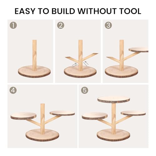 4 Tier Round Wooden Cupcake Stand Cup Cake Tower Stand Holder
