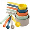 10 pcs Measuring Cups & Spoons Set, Kitchen Gadgets, Measuring Cups with Non-slip Handles for Baking & Cooking, Space-Saving Multicolor Design, Dishwasher Safe