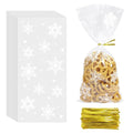 Morepack Snowflake Cellophane Bags 5x11In 120Pcs Clear Christmas Treat Bags - color: Snowflake