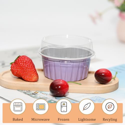 50 Pack 5oz Mini Cake Pans with Lids, Purple - color: Purple, size: Round