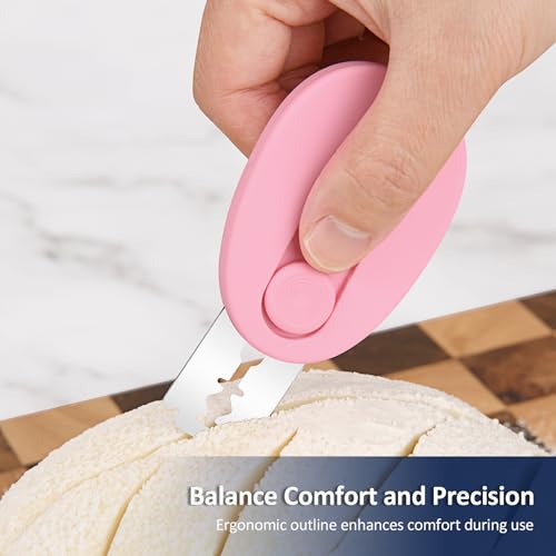 Bread Knife Extractable & Magnetic Bread Lame Dough Scoring Tool, Professional Sourdough Scoring Tool for Sourdough Bread Baking & Bread Making Tools 10 Razor Blades- Pink - color: Pink