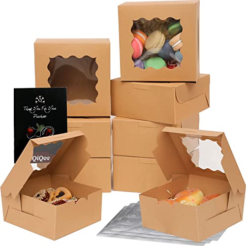 Bakepacker Kraft Bakery Boxes with Window 6x6x3 inches 60pcs - color: Brown, size: 6"*6"*3" / 60 Pcs