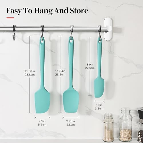600ºF Heat Resistant Silicone Spatula Spoonula Set of 3, Aqua Sky - color: (1) Aqua Sky, size: 3 Spatulas