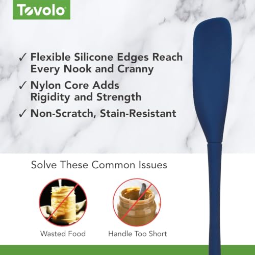 Tovolo Flex-Core Silicone Jar Scraper 11 Inch Spatula, Deep Indigo - color: Deep Indigo