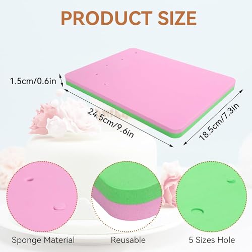 Gum Paste Foam Pad Fondant Foam Mat Food Grade Sponge Fondant Sponge Pad With 5 Holes Rectangular Fondant Cakeer Drying Mat Modeling Tool