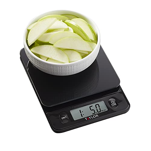 Taylor Glass Top Food Scale with Touch Controls, 11 lb Capacity, Sleek Black Design for Precision Food Measurement in Grams and Ounces (Pack of 4) - size: 11 Pounds (Pack of 4)