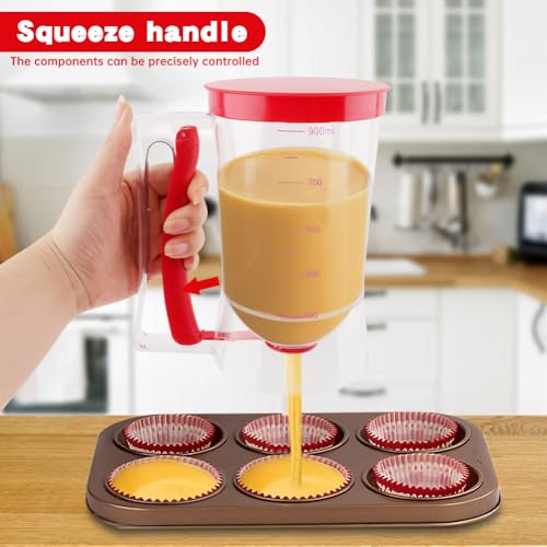 4 Cup Pancake Batter Dispenser With 1 Cupcake Batter Dispenser Scoop,