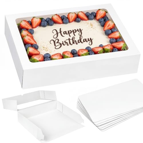 Moretoes 6pcs 19x14x4In Large Half Sheet Cake Boxes with Thick Cake Boards - size: 19*14*4In