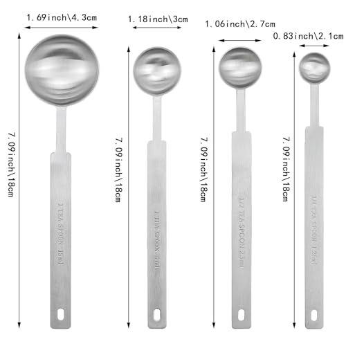 4Pcs Stainless Steel Measuring Spoons Set for Baking