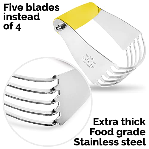 Zulay Kitchen Dough Blender - Stainless Steel Pastry Cutter, Heavy Duty Dough Cutter With Blades, Pastry Blender And Butter Cutter - Pastry Cutter For Baking (Yellow) - color: Yellow, size: Medium