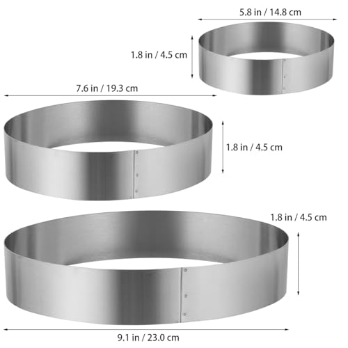 Ciieeo 3 pcs Oval Stainless Steel Cake Ring Molds Baking