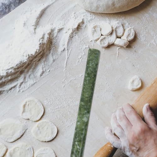 Alipis Jade Rolling Pin Set 10.23 Inch Natural Stone Dough Roller for Dumpling Wrappers and Pasta Non-Stick Surface Ergonomic Kitchen Baking Tool
