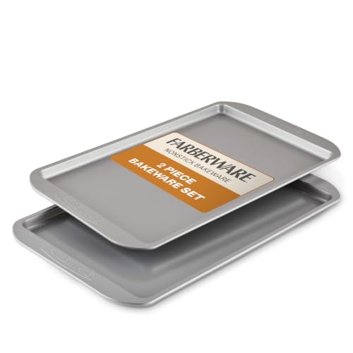 Farberware Nonstick Bakeware Cookie Pan Set, Baking Sheets, 2-Piece, Gray - size: 11" x 17" (2 piece)