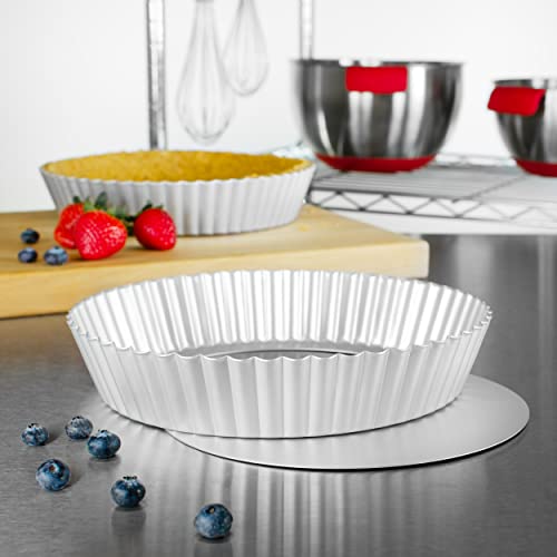 Fat Daddio's PFT-102 Round Fluted Tart Pan, 10 x 2 Inch - size: 10 x 2 Inch