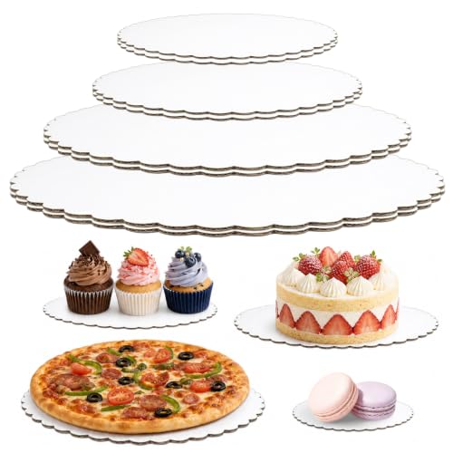 8 Pack Round Cake Boards,White Wave Cake Circles Base 6,8,10,12 Inch - color: White, size: 6/8/10/12Inch, style: Wavy Edge