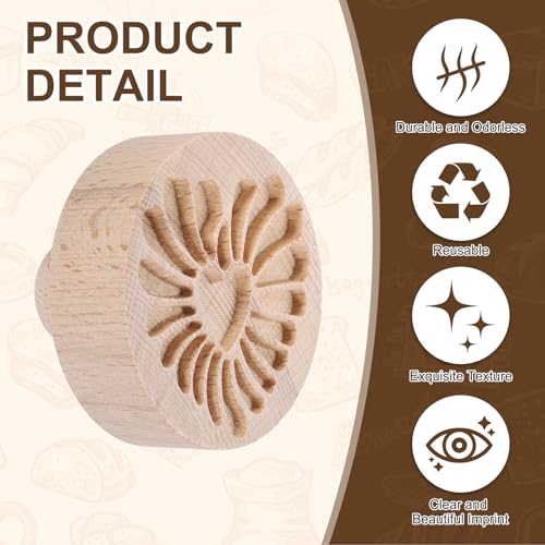 uxcell Cookie Stamp Wooden Cookie Cutter Baking Tools Heart-Shaped