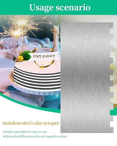 3 Pcs Metal Cake Scraper Smoother Cake Decorating Supplies Kit, 8.6 Inch - size: Cake Comb-5