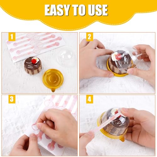 100Pcs Mini Cupcake Containers with Dome Lids and Stickers