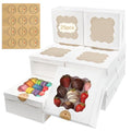 25Pcs Cookie Boxes with Window for Macarons Pastry 6x6x3Inches - size: 6x6x3inches/25pcs