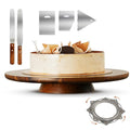 TIDITA 13" Acacia Cake Stand Rotating with 2 Icing Spatulas, 3 Smoothers - color: Acacia Wood