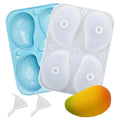 Silicone Mango Fruit Mold Tray with Funnels, 1 Pack - color: blue(4-cavity mango)