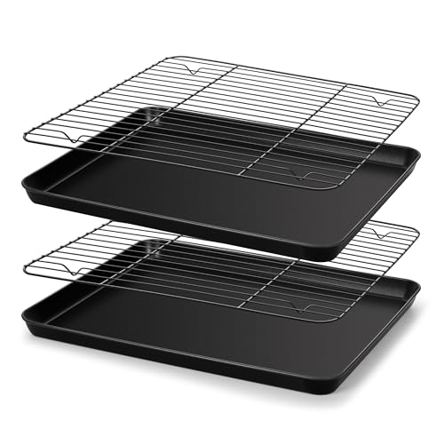 E-far Nonstick Baking Sheet with Rack Set, 16 x 12 Inch Cookie Sheet